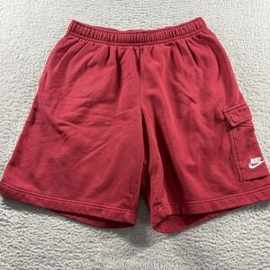 Nike Cargo Sweat Shorts mens Large Red 8" Inseam Essential Minimal Comfort